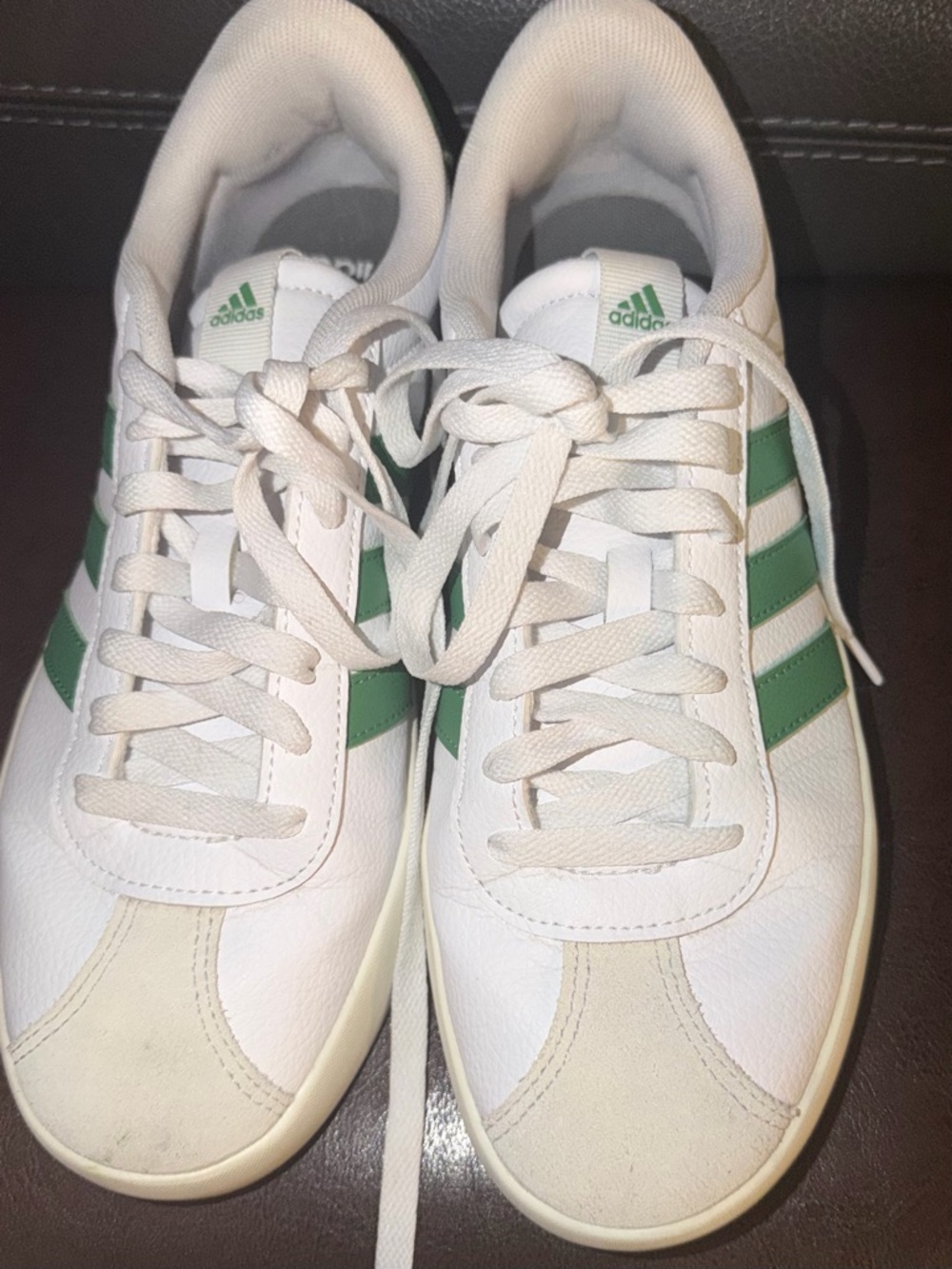 adidas White and Green Retro Court Sneakers